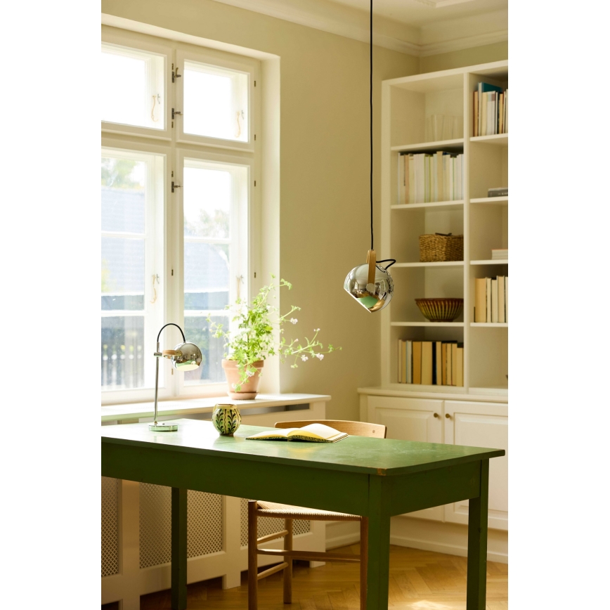 Halo Design 734443 - Suspension sur câble DC 1xE27/40W/230V Ø 18 cm chrome brillant/chêne