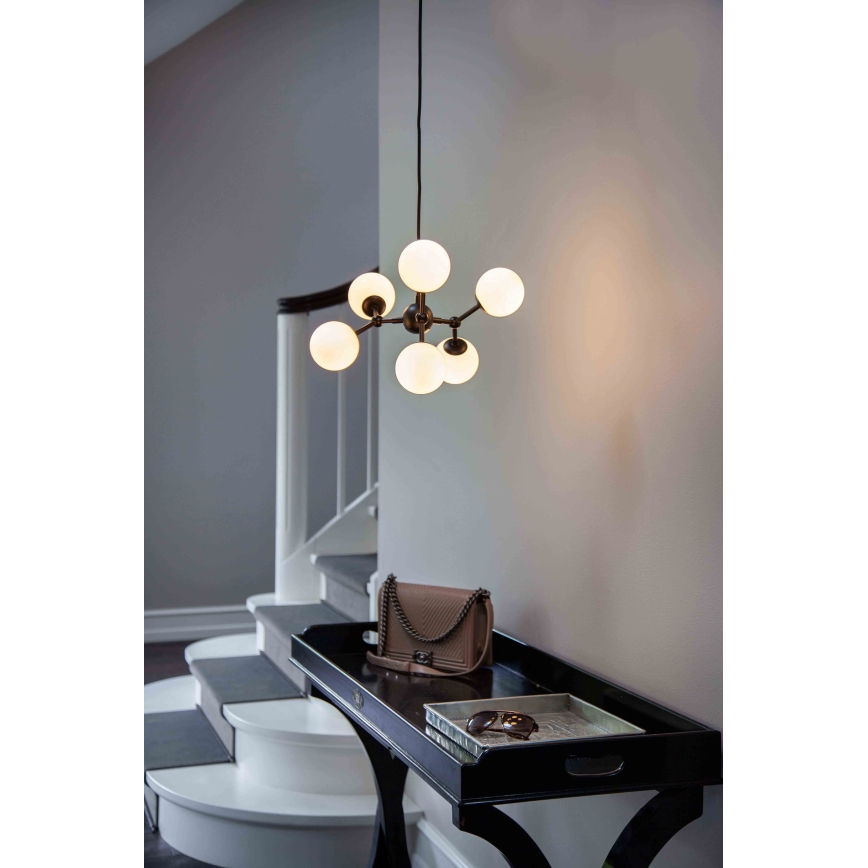 Halo Design 736546 - Hanglamp aan kabel ATOM 6xG9/28W/230V Ø 45 cm zwart/wit