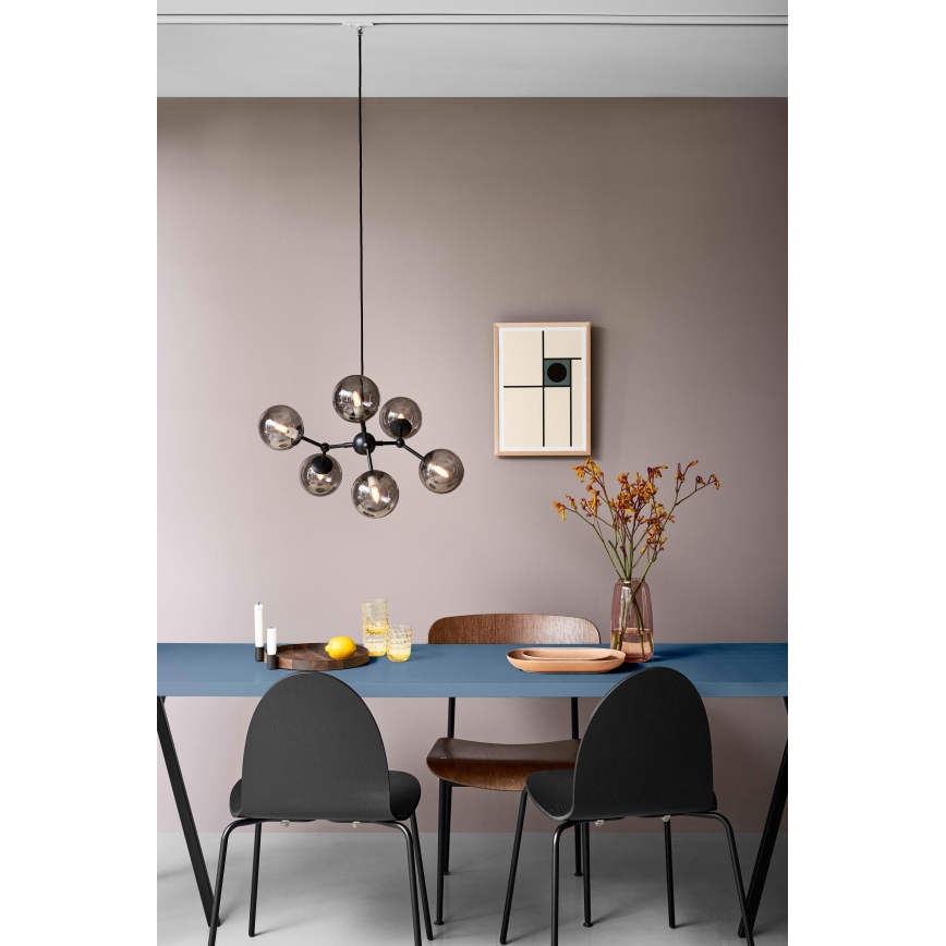 Halo Design 738823 - Suspension sur câble ATOM 6xG9/28W/230V Ø 57 cm noir / fumé