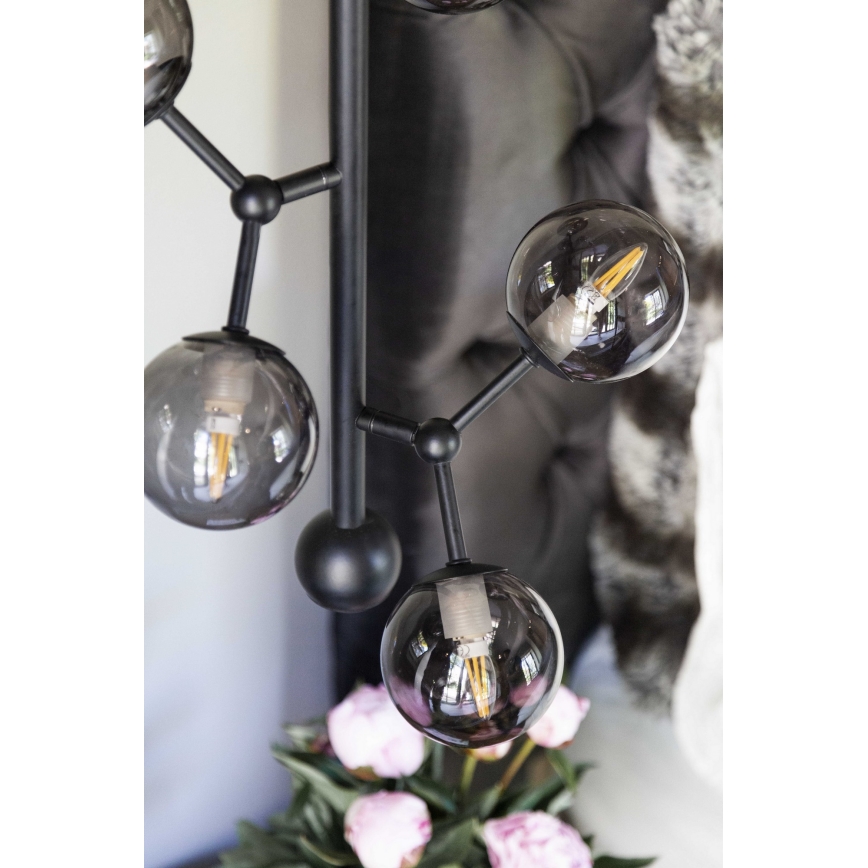 Halo Design 738854 - Pendellamp aan kabel ATOM 6xG9/28W/230V Ø 30 cm zwart/gerookt
