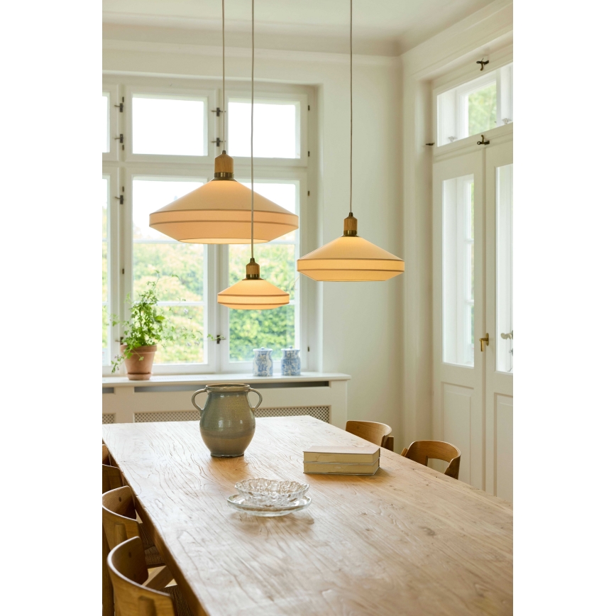 Halo Design 744091 - Hanglamp aan snoer PARIS 1xE14/40W/230V pr. 24 cm crème/messing/eiken