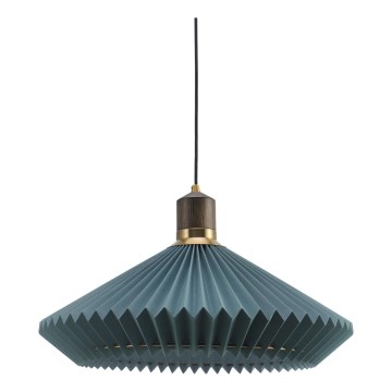 Halo Design 744275 - Suspension PARIS sur câble 1xE27/60W/230V Ø 56 cm bleu/laiton/chêne