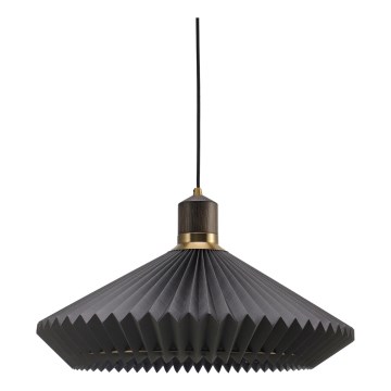 Halo Design 744299 - Hanglamp PARIS aan snoer, 1x E27/60W/230V, Ø 56 cm, zwart/messing/eiken