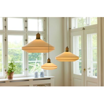 Halo Design 744305 - Hanglamp aan kabel PARIS 1xE27/40W/230V Ø 56 cm crème/messing/eiken