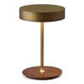 Halo Design 745784 - Dimbare oplaadbare bureaulamp ON THE MOVE LED/2,5W/4000 mAh messing/hout