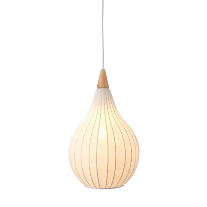 Halo Design 746262 - Suspension DROPS sur câble 1xE27/40W/230V Ø 30 cm blanc/chêne