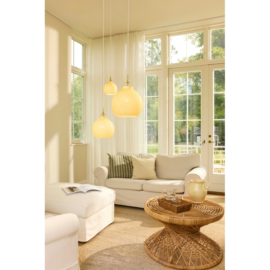 Halo Design 748006 - Suspension sur câble TOSCANA 1xE27/40W/230V Ø 27 cm beige/laiton