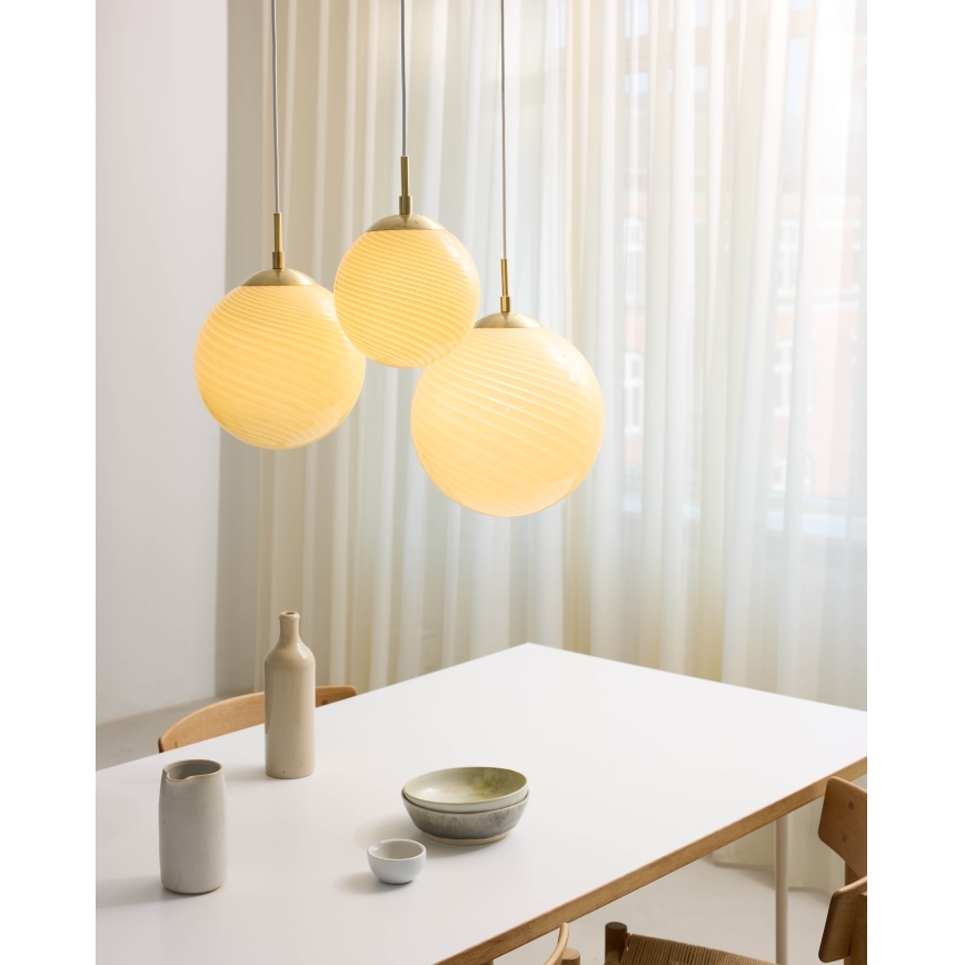 Halo Design 748471 - Hanglamp met snoer CANDY 1xE27/25W/230V Ø 25 cm beige/messing
