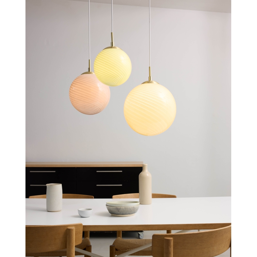 Halo Design 748488 - Hanglamp aan kabel CANDY 1xE27/25W/230V Ø 25 cm roze/messing
