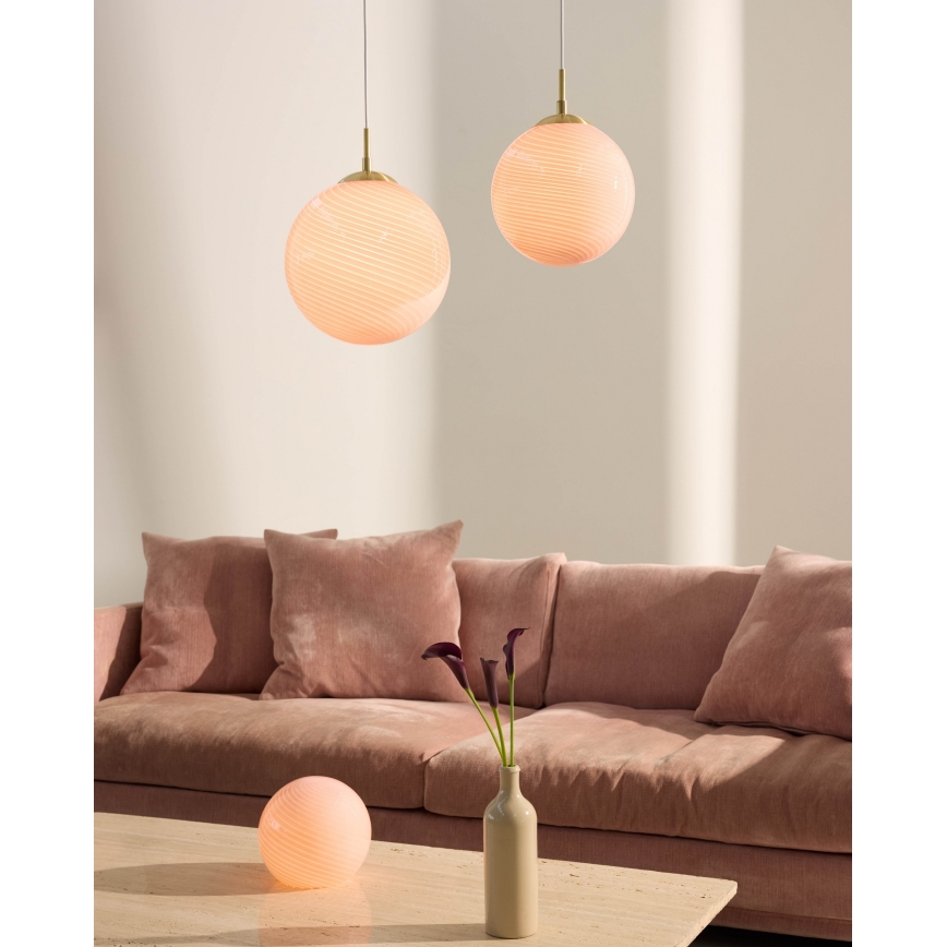Halo Design 748488 - Suspension à câble CANDY 1xE27/25W/230V Ø 25 cm rose/laiton