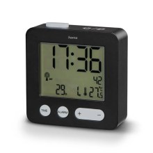 Hama - Alarm clock with LCD display and thermometer 2xAAA black