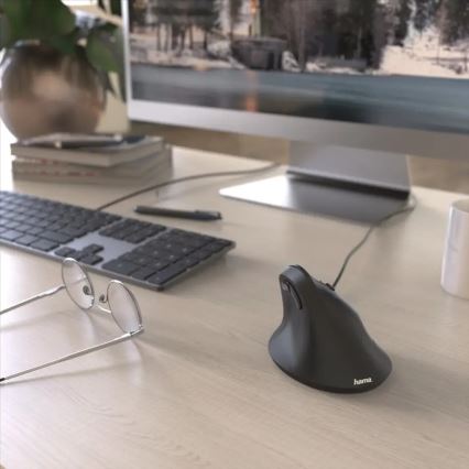 Hama - Ergonomische bedrade muis 1000/1400/1800 DPI zwart