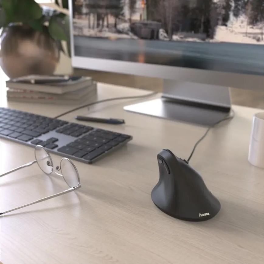 Hama - Ergonomische bedrade muis 1000/1400/1800 DPI zwart