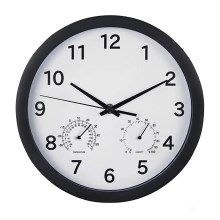 Hama - Horloge murale avec thermomètre et hygromètre 1xAA noir/blanc