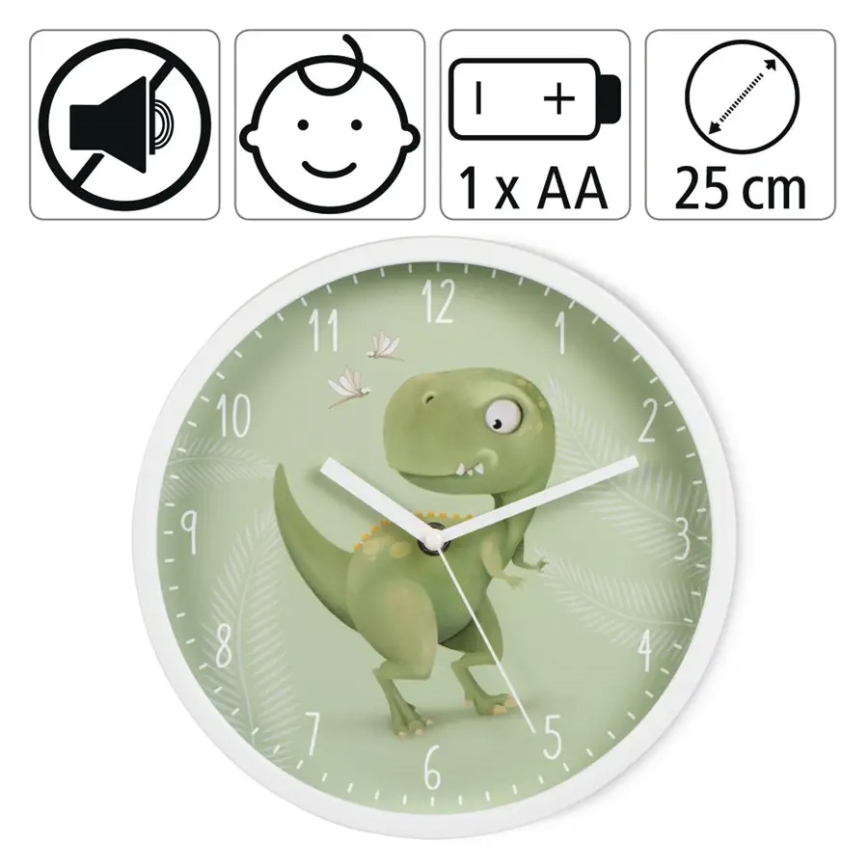 Hama - Kinderwandklok 1xAA dinosaurus