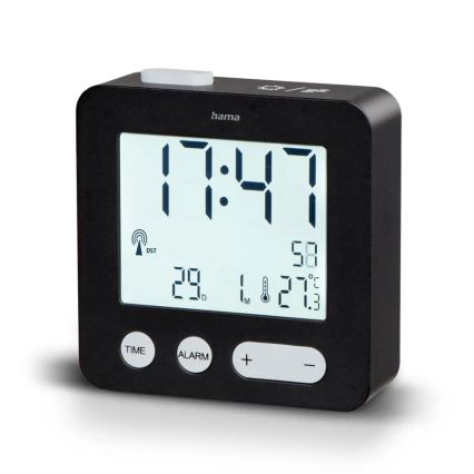 Hama - Réveil avec écran LCD et thermomètre 2xAAA noir