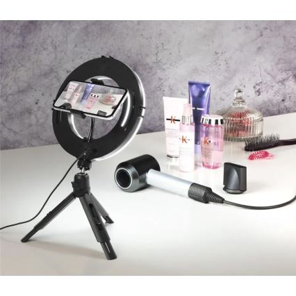 Hama - Ring light LED à intensité variable avec trépied LED/7,7W/5V d. 21 cm + Télécommande