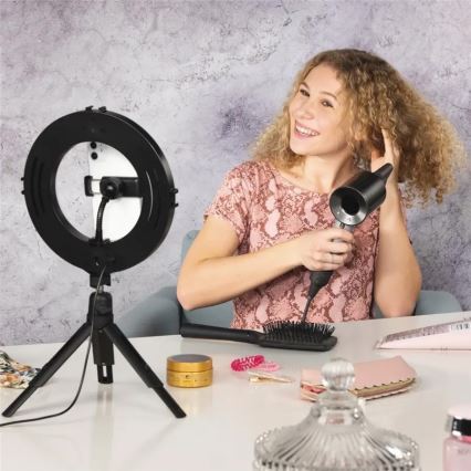 Hama - Ring light LED à intensité variable avec trépied LED/7,7W/5V d. 21 cm + Télécommande