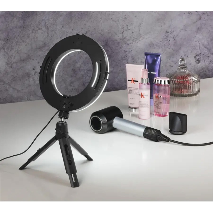 Hama - Ring light LED à intensité variable avec trépied LED/7,7W/5V d. 21 cm + Télécommande