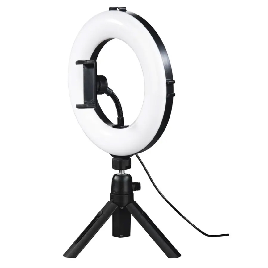Hama - Ring light LED à intensité variable avec trépied LED/7,7W/5V d. 21 cm + Télécommande
