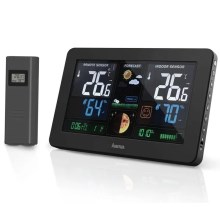 Hama - Station météo avec écran LCD couleur et réveil + USB noir