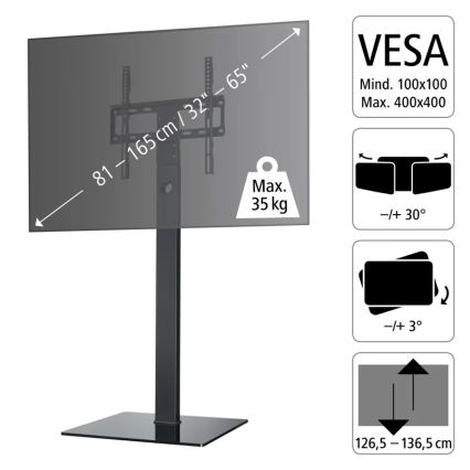 Hama - Support de sol pour TV orientable 32-65" noir