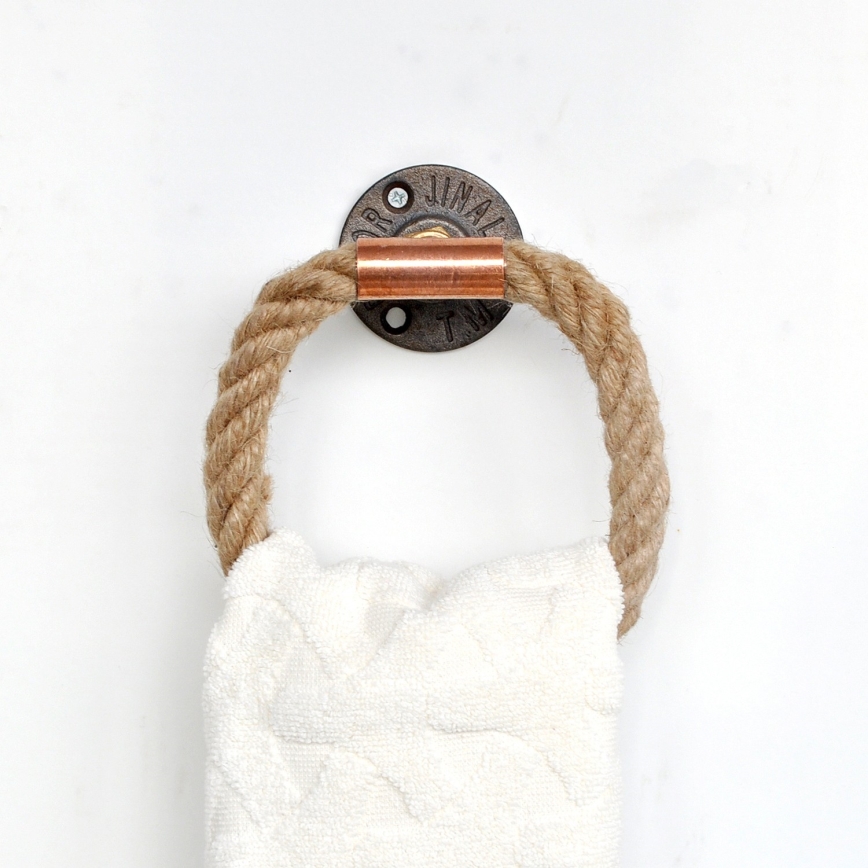 Handdoekhouder 16x16 cm beige/goud