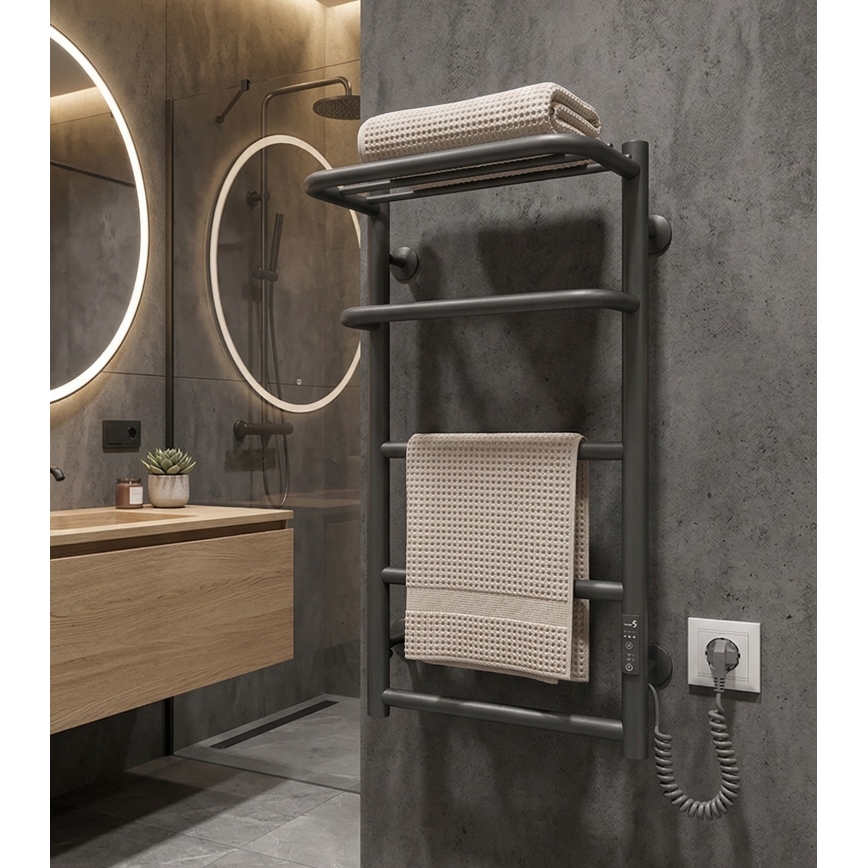 Handdoekradiator HOTEL 75W/230V 66x42 cm RVS/antraciet rechts