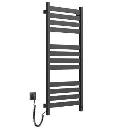 Handdoekradiator LARGO met thermostaat 256W 120x50 cm, zwart, links