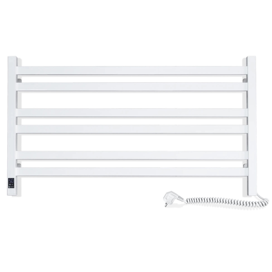 Badkamer-handdoekradiator met thermostaat AVANGARD 316W/230V 50,6 cm IP44 wit rechts vierkant