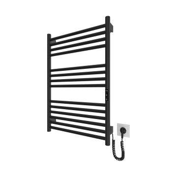 Handdoekradiator voor badkamer HF GREENWICH 170W/230V 77x53 cm, zwart, rechts, ronde buizen