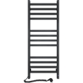 Handdoekradiator voor badkamer met thermostaat AVANGARD 227W 120x48cm zwart, links
