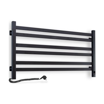 Handdoekradiator voor badkamer met thermostaat AVANGARD 316W/230V 50,6 cm IP44 zwart links vierkant