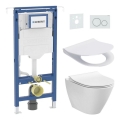 Hangend toilet CITY OVAL + toiletzitting SoftClose CITY OVAL + bedieningsplaat SIGMA + inbouwmodule + isolatieplaat