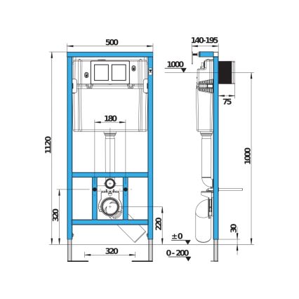 Hangend toilet MIO Rimless + toiletzitting SoftClose MIO + spoelknop DUAL + inbouwmodule + isolerende onderlegger