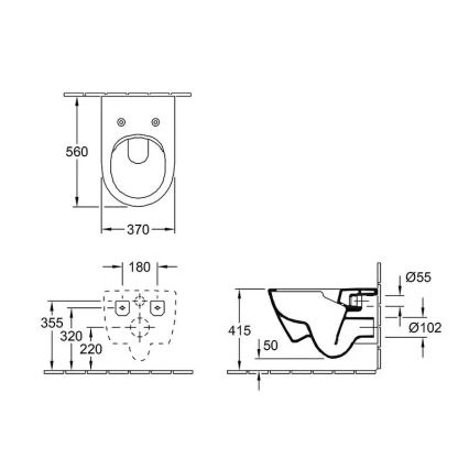 Hangend toilet SUBWAY + toiletbril SoftClose SUBWAY + spoelknop VICONNECT + inbouwmodule VICONNECT + isolerende onderplaat VICONNECT