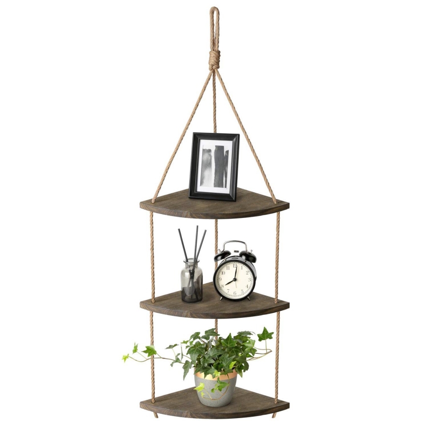 Hangende hoekplank 90x25 cm bruin