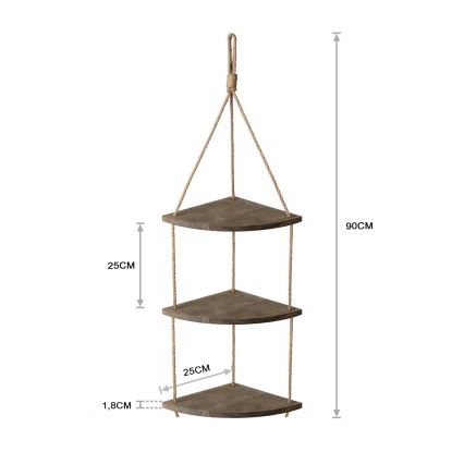 Hangende hoekplank 90x25 cm bruin