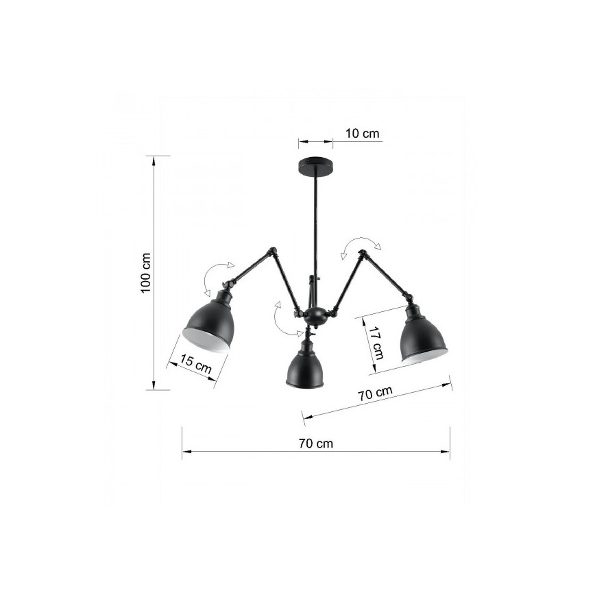 Hangende kroonluchter STARK SHADE 3x E27 / 60W / 230V