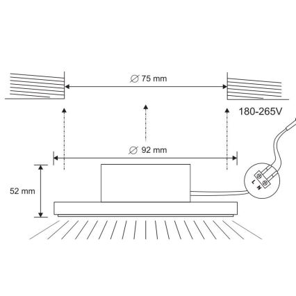 Hangende LED Badkamer plafond verlichting LED/7W/230V 4000K zwart IP44