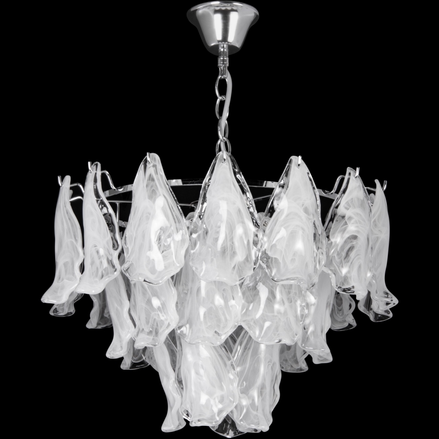 Hanglamp aan een ketting 4xE27/60W/230V diameter 40 cm glanzend chroom/wit