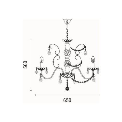 Hanglamp aan een ketting 6xE14/15W/230V