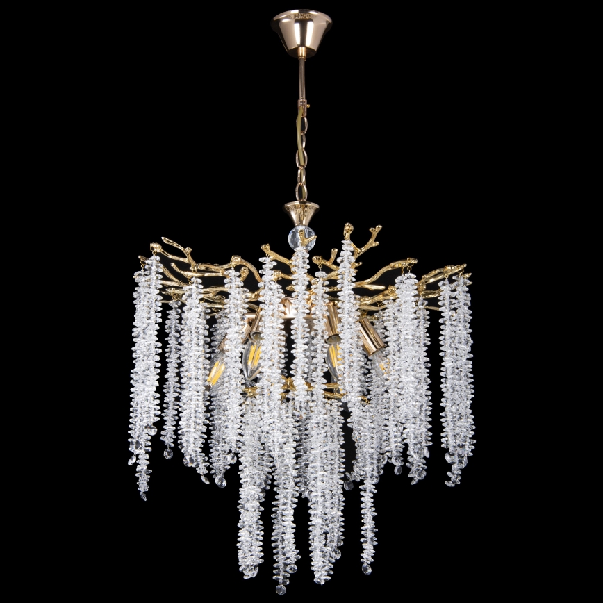 Hanglamp aan een ketting 6xE14/60W/230V diameter 53 cm goud