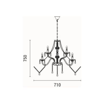 Hanglamp aan een ketting 9xE14/15W/230V