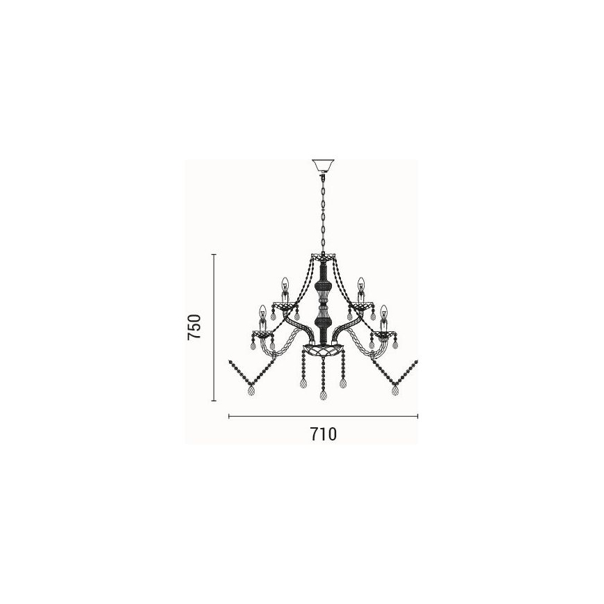 Hanglamp aan een ketting 9xE14/15W/230V