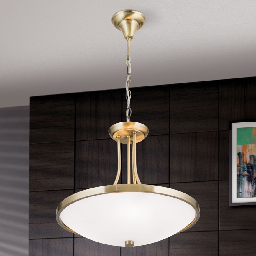 Hanglamp aan een ketting AIDA 3xE27/60W/230V diameter 39,5 cm messing