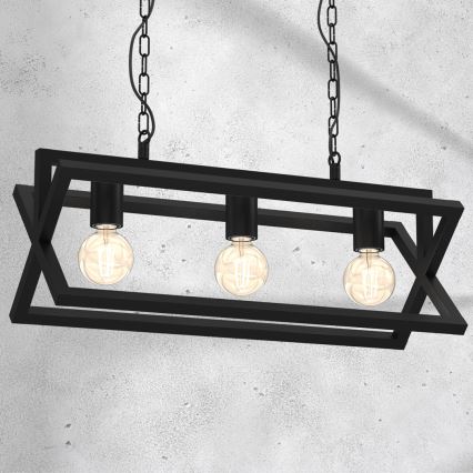 Hanglamp aan een ketting ARNOLD 3xE27/60W/230V zwart