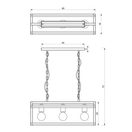 Hanglamp aan een ketting ARNOLD 3xE27/60W/230V zwart