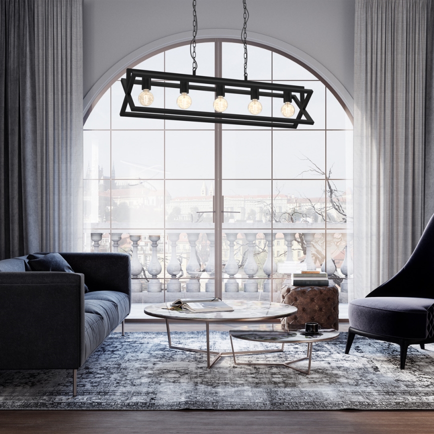 Hanglamp aan een ketting ARNOLD 5xE27/60W/230V zwart