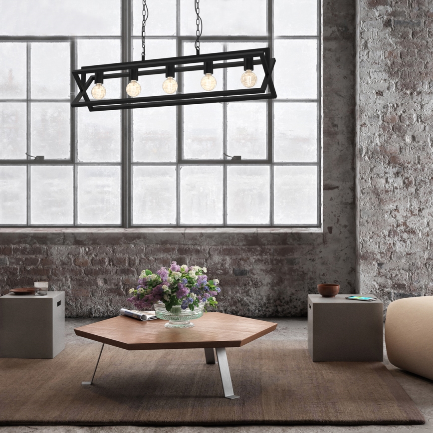 Hanglamp aan een ketting ARNOLD 5xE27/60W/230V zwart
